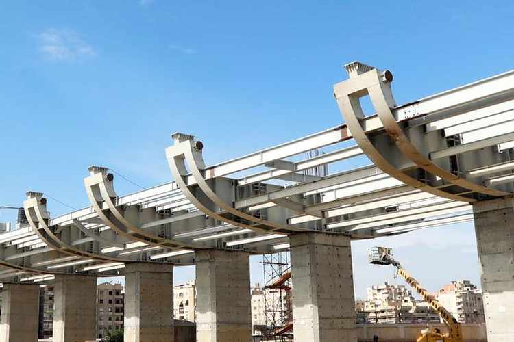 A view of the Orascom and Arab Contractors' construction site of Cairo Metro third line at Haikstep station, in Cairo